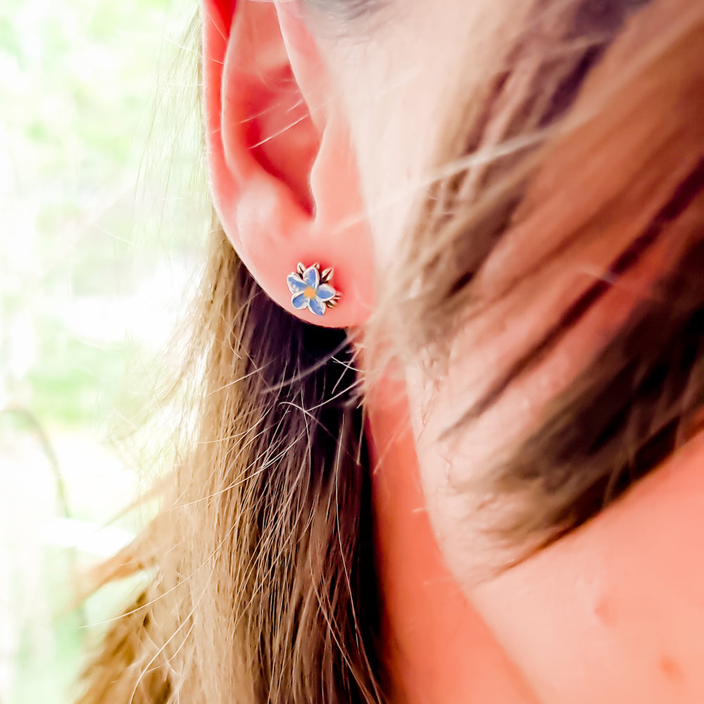 The Alternative Bead: Aurora Charm - Frangipani Blue and Yellow Earrings Sterling Silver Charm Picture 2