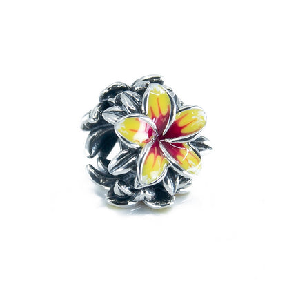 The Alternative Bead: Aurora Charm - Frangipani Red Yellow Flower Charm Sterling Silver Charm Picture 1