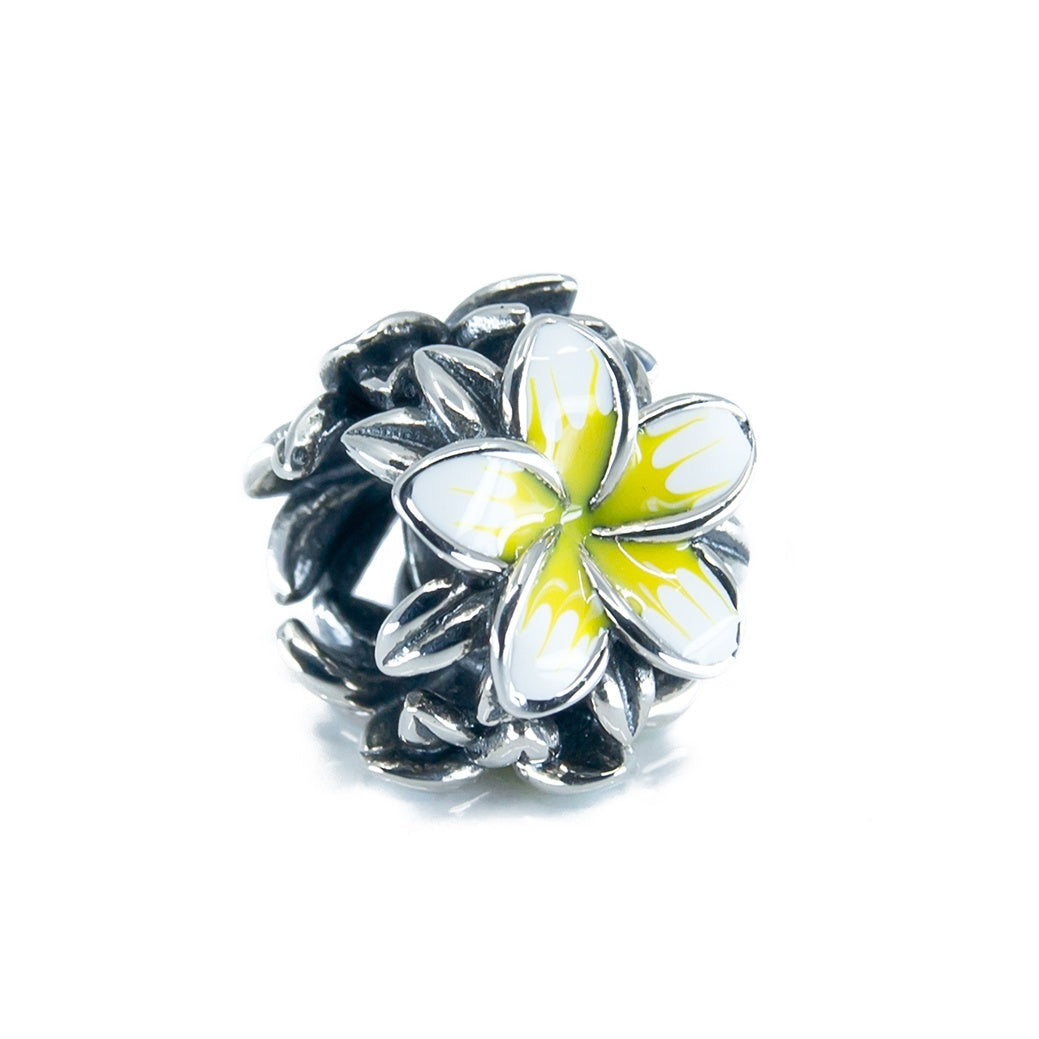 The Alternative Bead: Aurora Charm - Frangipani Yellow White Flower Charm Sterling Silver Charm Picture 1